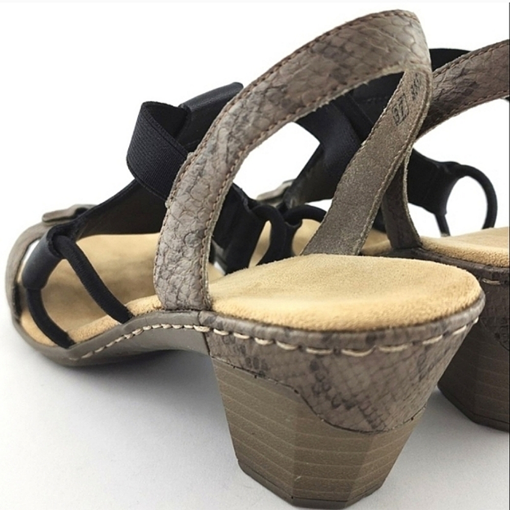 Reiker Women's Slingback Heeled Sandals Black Snake Print Lightweight Comfort 37 - Picture 8 of 16